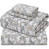 ZOYER 100% Cotton Sheets – Full Size Percale Bedding, Cooling & Breathable, Durable with a Crisp, Soft & Comfortable Feel, 16" Deep Pocket, 4-Piece Set, Paisley Ornamental