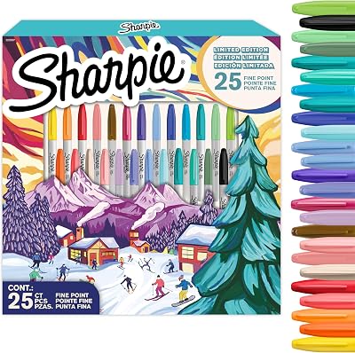 Sharpie Permanent Marker Set Limited Edition Holiday Colour 25 Fine Point