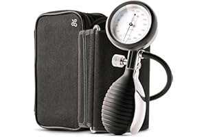 Greater Goods Sphygmomanometer, Latex-Free Manual Blood Pressure Cuff, Home Use, Elderly Care with Carrying Case, Onyx Black