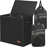 Simple Houseware Double Laundry Hamper with Lid and Removable Bags, Black