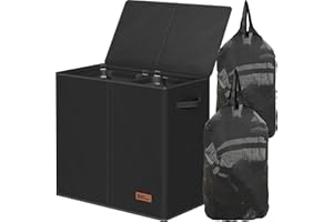 Simple Houseware 110L Double Laundry Hamper with Lid Removable Laundry Bags and Foldable Basket, Black