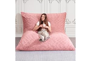 HABUTWAY 4 in 1 Bean Bag Chair, Giant Memory Foam Filling Bean Bag Sofa, Adult Bean Bag Chair, Machine Washable Faux Fur Cove