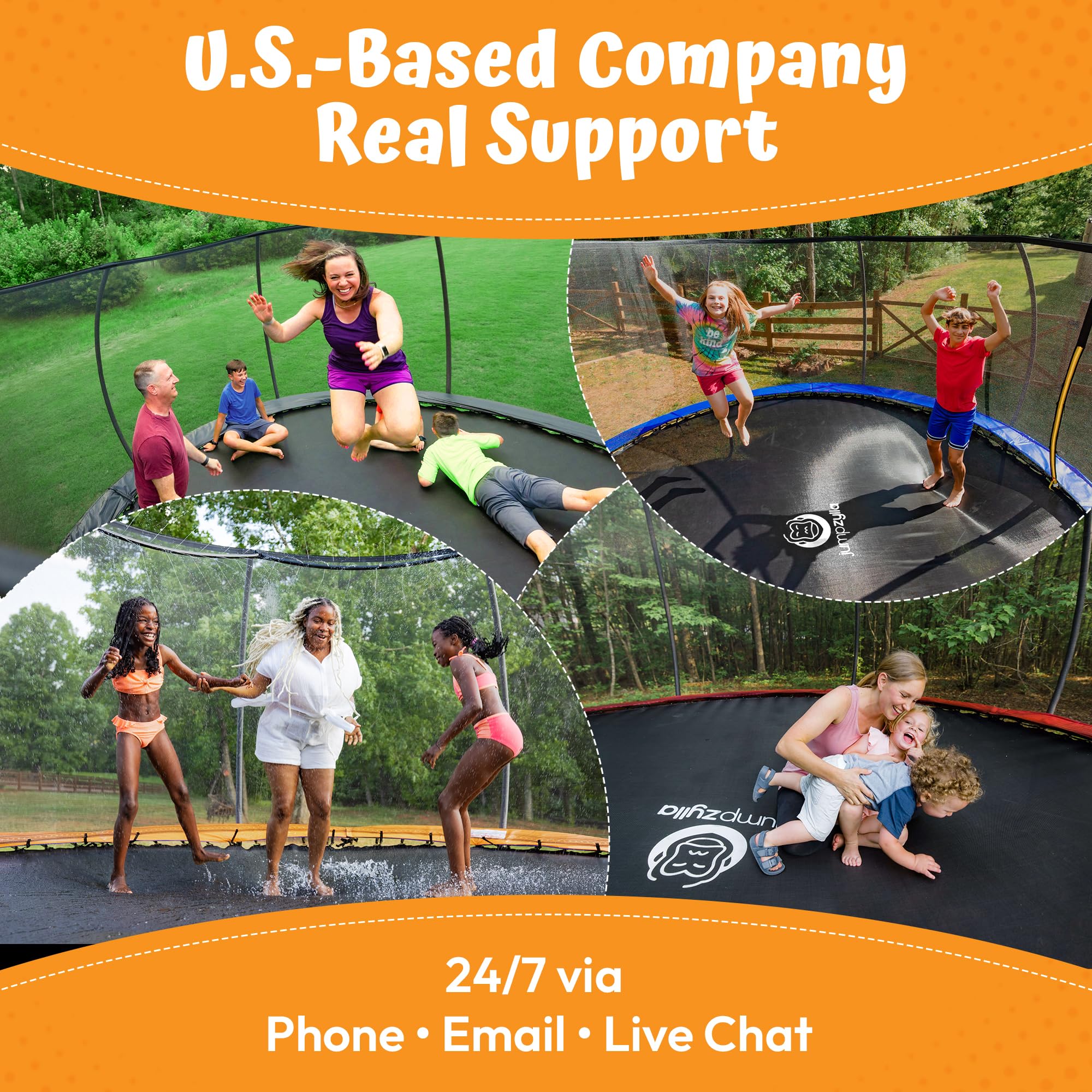 JUMPZYLLA Trampoline Outdoor 8FT 10FT 12FT 14FT 15FT 16FT with Enclosure and Ladder, ASTM Approved Recreational Trampoline for Kids and Adults, Anti-Rust Coated Frame