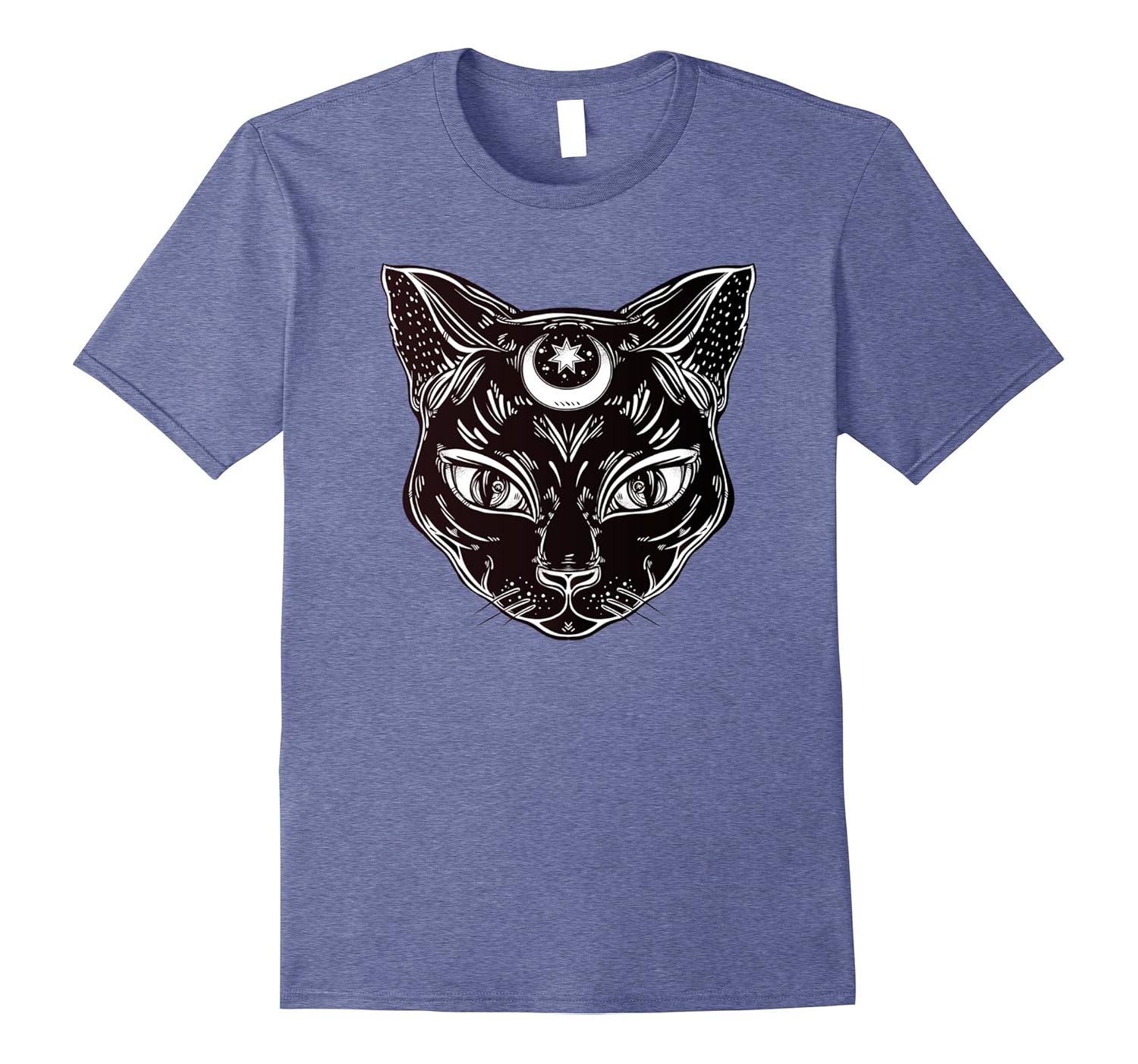 Black Cat Halloween Boho Tshirt - Gothic Witchcraft Tattoo T-ANZ