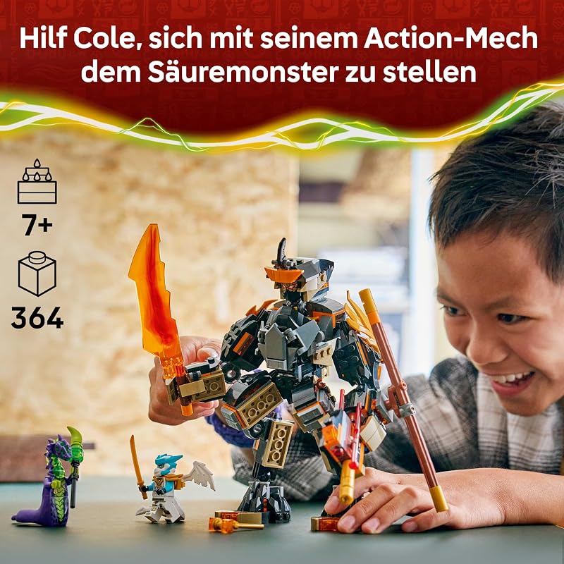 NINJAGO Coles Action-Mech und Drachen-Zane - Ninja Spielzeug für Jungen und Mädchen - Modellbau mit Actionfigur, 3 Minifiguren und Schwertern - Geschenk für Kinder ab 7 Jahren - 71854 — Foto 2 von 8