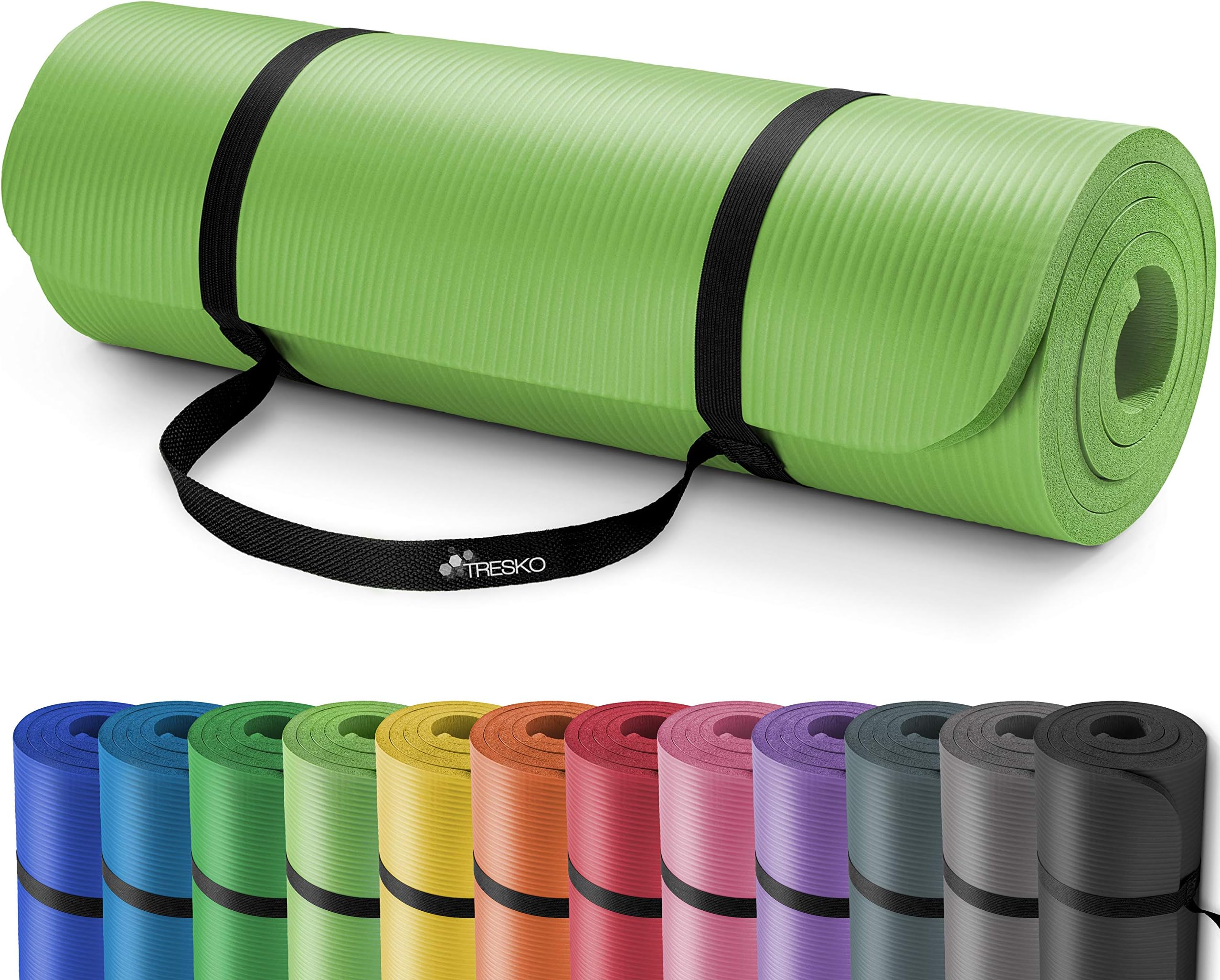 TRESKO Yoga Mat, Eco-Friendly NBR, Non-Slip Fitness Exercise Mat with Carry Strap for Yoga, Pilates and Gymnastics
