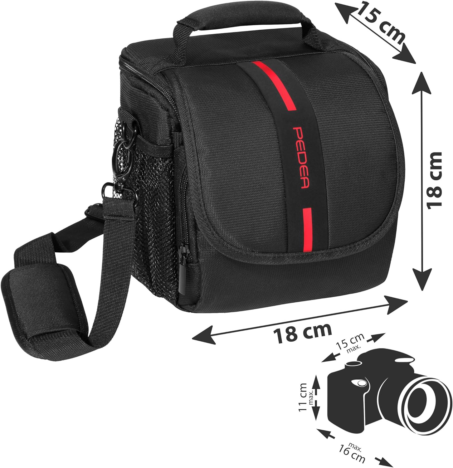 PEDEA DSLR camera bag "Essex" Camera bag for SLR cameras with waterproof rain cover carrying strap and accessory compartments - Image 3