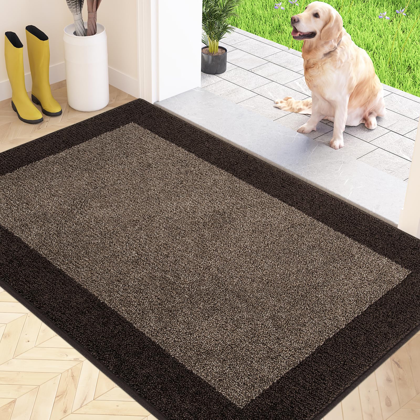FCSDETAIL Dirt Trapper Indoor Door Mat 80 x 120 cm, Non-slip Entrance Rug, Machine Washable Dog Doormat, Inside Floor Mat for Entryway, Muddy Shoes & Paws
