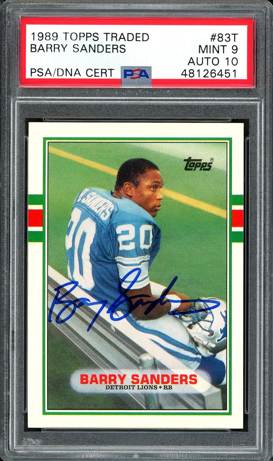 Barry Sanders Autographed 1989 Topps Traded Rookie Card