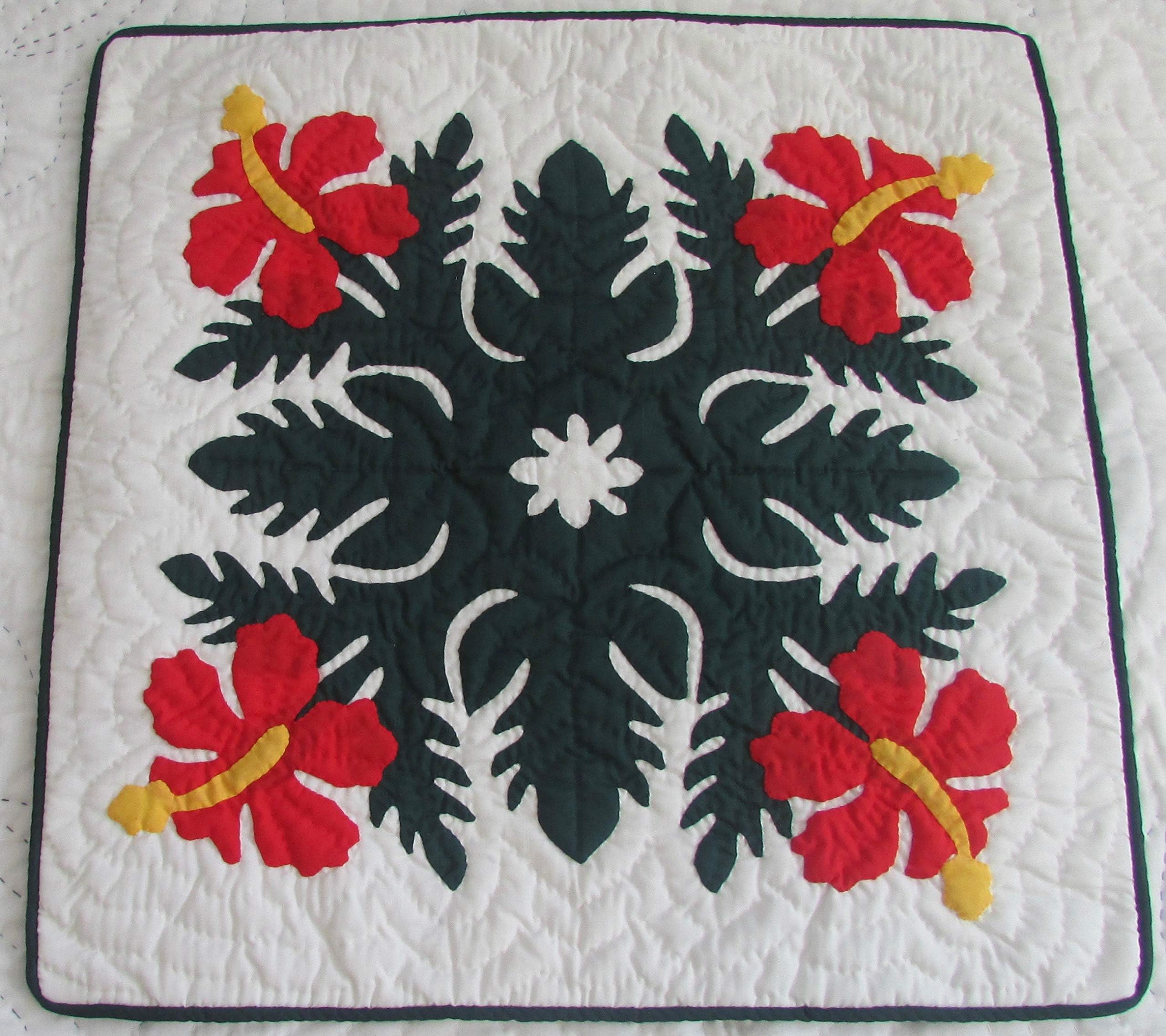 2 Hawaiian Quilt Throw Pillow Cover 18x18 100% Hand quilted/100% Hand Appliqued
