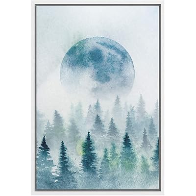 SIGNWIN Framed Canvas Wall Art Foggy Green Forest...