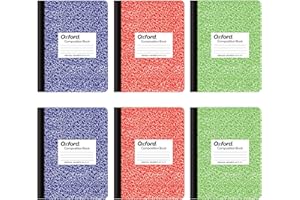 Oxford Composition Notebook 6 Pack, Wide Ruled Paper, 9-3/4 x 7-1/2 Inches, 100 Sheets, Assorted Marble Covers, 2 Each: Blue, Green, Red (63762)