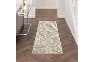Nourison Aloha Indoor/Outdoor Natural 2' x 6' Area Rug, Easy Cleaning, Non Shedding, Bed Room, Living Room, Dining Room, Backyard, Deck, Patio (2x6)