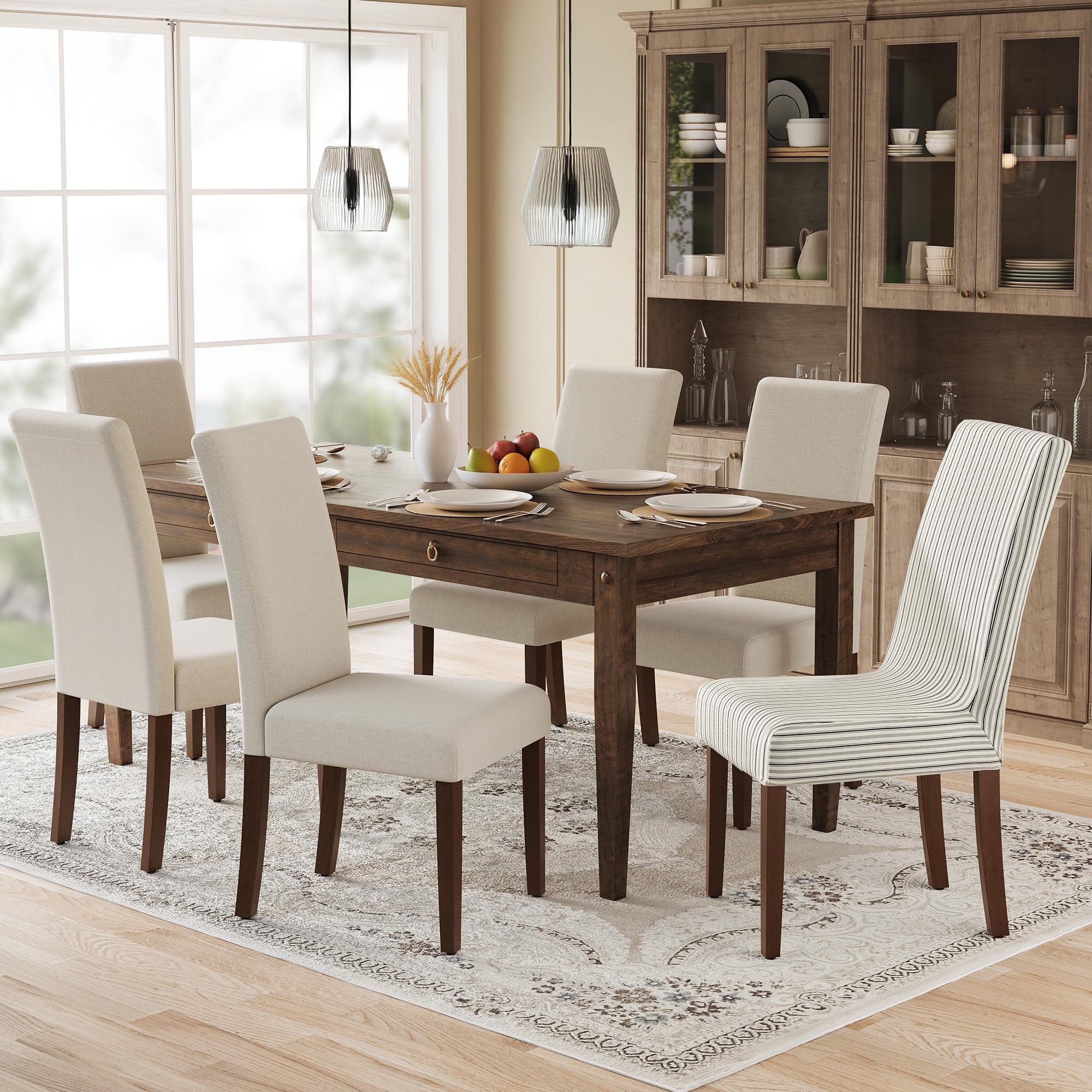 Photo 1 of **Only two*** VASAGLE Dining Chairs, Parsons Chairs with High Back, for Dining Room Kitchen, Set of 6, Thick Seat, Removable Fabric Cover, 22.8 x 18.9 x 39.4 Inches, Cream White UKDC152W16V1