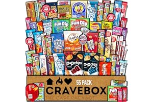 CRAVEBOX Snack Box (55 Count) Father's Day Variety Pack Care Package Gift Basket Adult Kid Guy Girl Women Men Birthday College Student Office Back to School