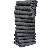 Living Fashions Washcloths – Set of 12 – Size 12” x 12” – Thick Loop Pile Washcloth – Absorbent and Soft 100% Ring-Spun Cotton Wash Cloth – Lint Free Face Towel–Wash Cloths Perfect for Bathroom (Grey)