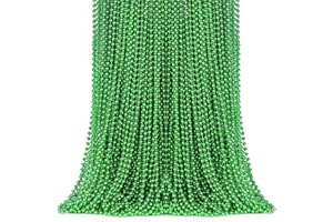 JoyGala Mardi Gras Decorations Bead Necklaces Set - St Patricks Day Accessories - Ideal Mardi Gras Party Decorations for Women, Green Beads Necklace for Parade Throws