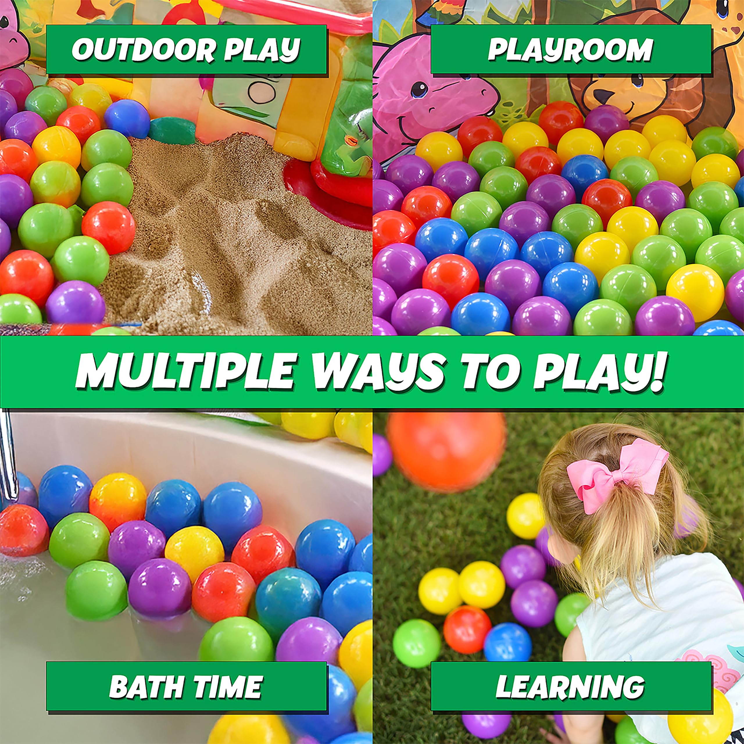 Sunny Days Entertainment 200 Premium Crush-Resistant Play Balls for Ball Pits – Non-Toxic, BPA & Phthalate Free – Vibrant Assorted Colors with Zippered Storage Bag (2.5