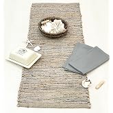 Chardin home Natural Jute Table Runner 13x48 Inch &ndash; Vintage Boho Rustic Table Decor &ndash; Handwoven Table Runner in Natural Jute and Grey &ndash; Farmhouse Dining or Console Table Accent