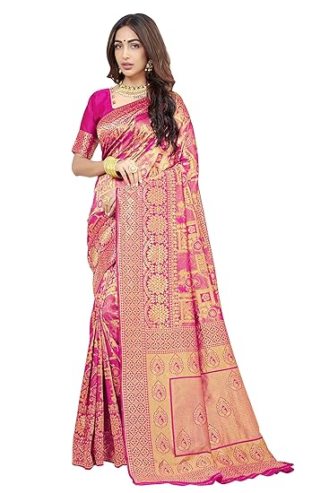 Womens Banarasi Silk Saree (Banarasi_Saree119_Pink)
