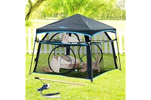 ITENT Large Catio Outdoor Cat Enclosure,2 Tier Cat Tent, Spacious, Sturdy Outdoor Catio,Portable and Foldable Playpen Play Tents for Cats Kitten and Small Animals,Two Doors Design(Patented)