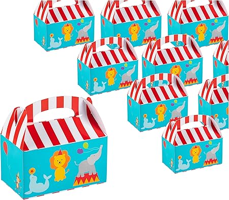 Cajas de regalo – Paquete de 24 cajas de regalo de papel, diseño de carnaval de circo