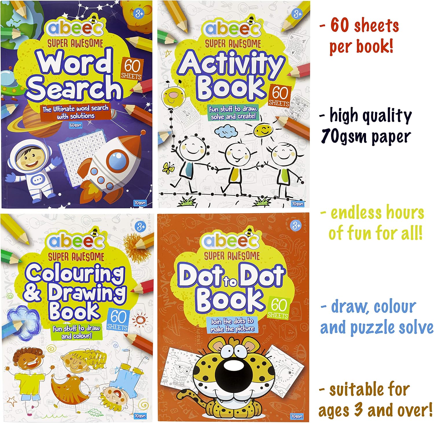 abeec Activity Books for Children, 4 A4 Books Containing: Word Search - Image 4