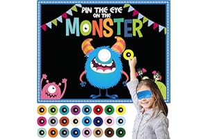 Happy Storm Halloween Party Games for Kids, Pin The Eye on The Monster, Halloween Party Activities Favors Crafts Birthday Party Games for Children Boys Girls, Monster Party Carnival Games Indoor