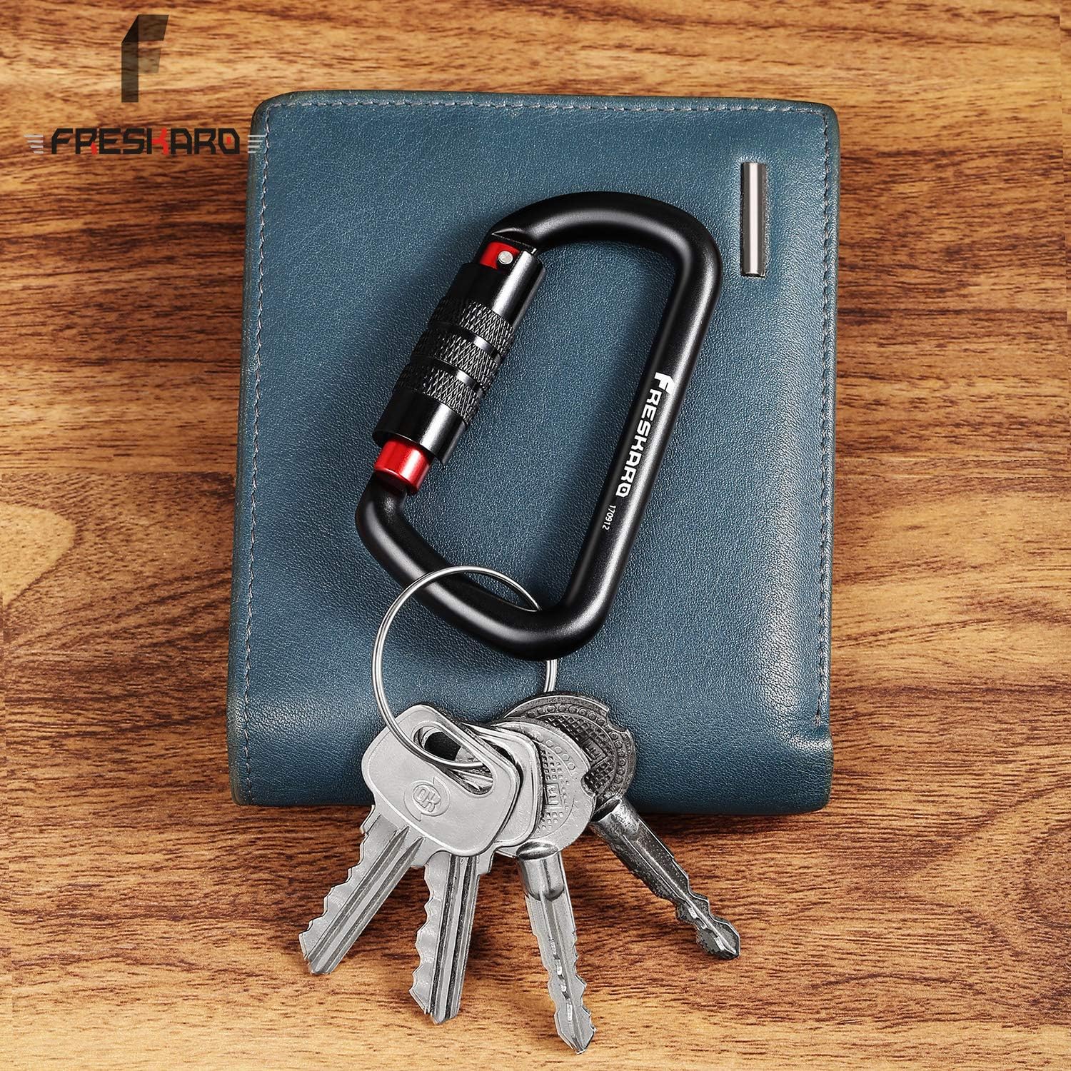 FresKaro 3inch Twist Locking Carabiner Clips, 12KN-2698lbs, 7075 Aluminum: Clothing