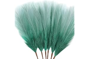 Tender Epoch 6 PCS Faux Pampas Grass Arrangement - 18"/45cm Artificial Fluffy Pompous Grass Stems for Boho Chic Home and Wedding Decor (Teal Gradient)