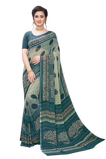 Womens Georgette Printed Saree With Blouse(siya-1470-a,Multicolored)