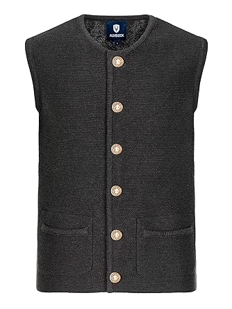 Almbock Trachtenweste Herren | Männer Strickweste in anthrazit in Gr S-XXXL