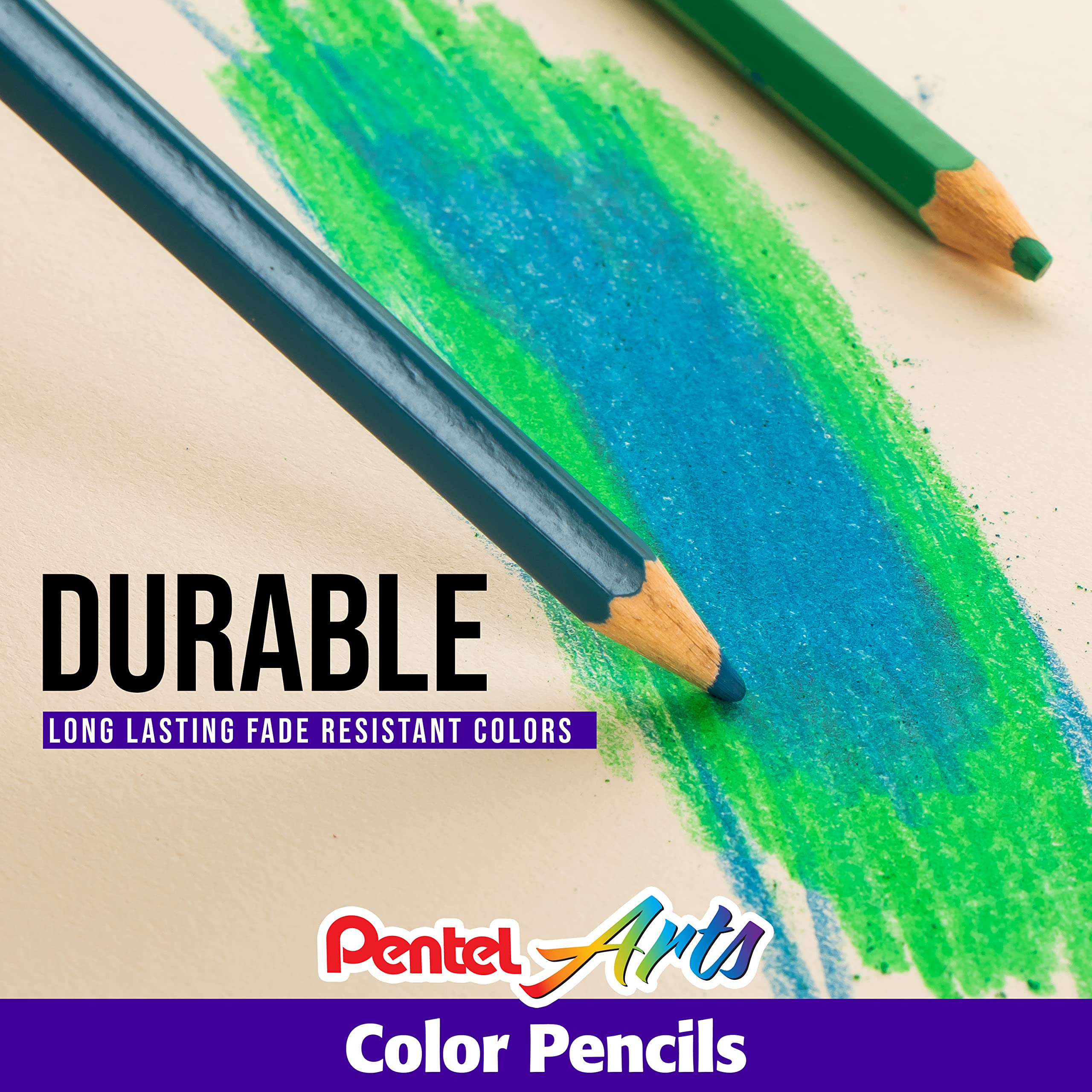 Pentel Arts Colored Pencils, Assorted Colors, Set of 12