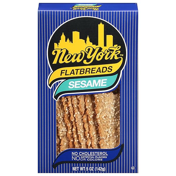 NEW YORK FLATBREAD CRACKERS, SESAME, 5 OUNCE