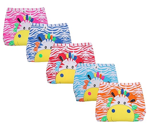 Kuchipoo Padded Nappies - Pack of 5 (Multi-Colour, 0-3 Months)