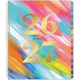 Teacher Planner 2026-2027 - 2026-2027 Weekly &amp; Monthly Lesson Plan Book with Colorful Tabs, July 2026 - June 2027, 9" x 11", Academic Planner 2026-2027 with Twin-Wire Binding for Teachers - Watercolor