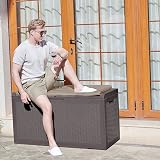 YITAHOME 380L Large Waterproof Resin Garden Storage Box Deck Box Outdoor Dark view 7