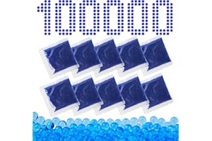 SHARKOOL Gel Ball Blaster Ammo - Non-Toxic Water Beads (7-8 mm, 10 Pack, 10,000 Pieces Per Pack), Splatter Ball, Blasters Bullets Water Gel Beads, Compatible with Splatter Ball Gun, Blue
