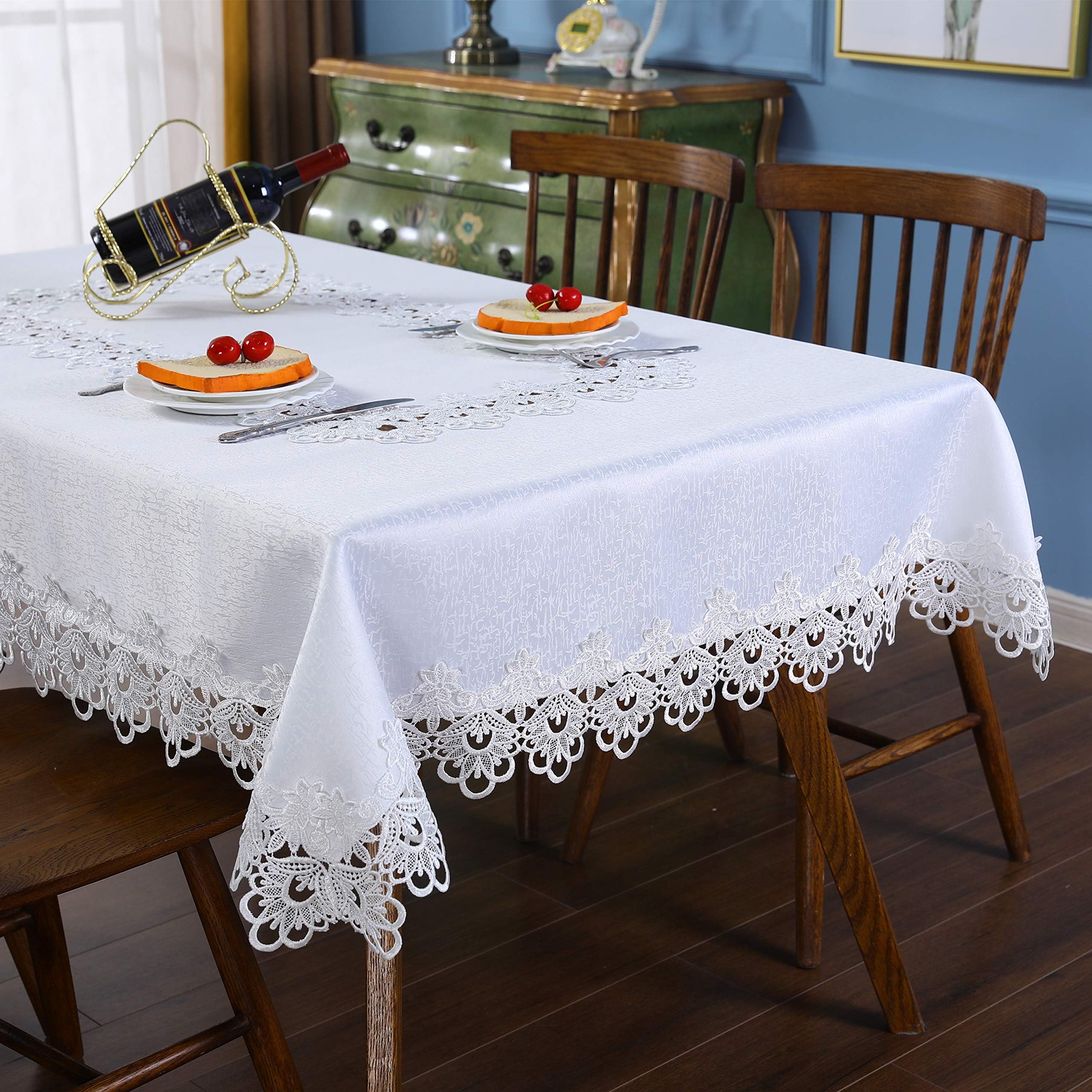 Inmerget Elegant White Lace Small Coffee Table Tablecloth for Wedding Party Home Kitchen Living Room Table Decoration Rectangular 62.9 x 43.3 inch/110x160cm