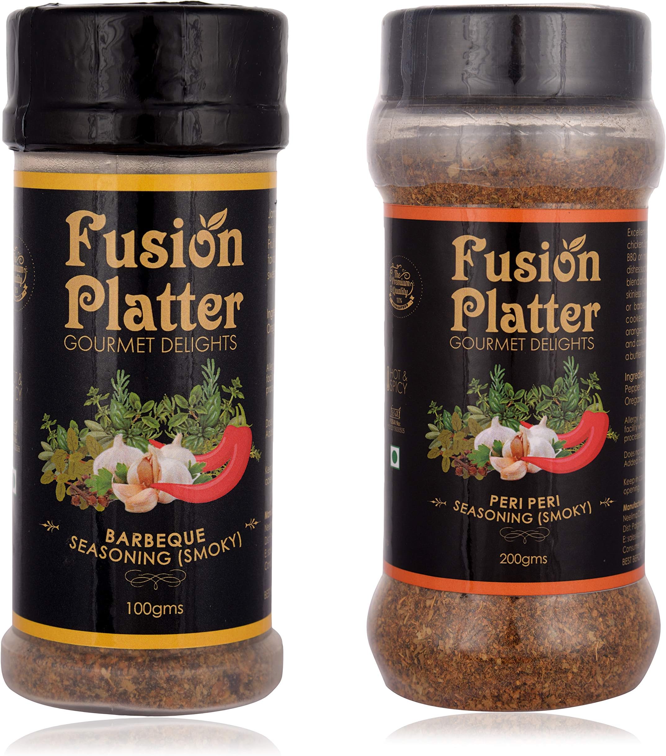 Fusion Platter Peri Peri Seasoning (Smoky) and Barbeque Seasoning (Smoky) (Combo of 2)