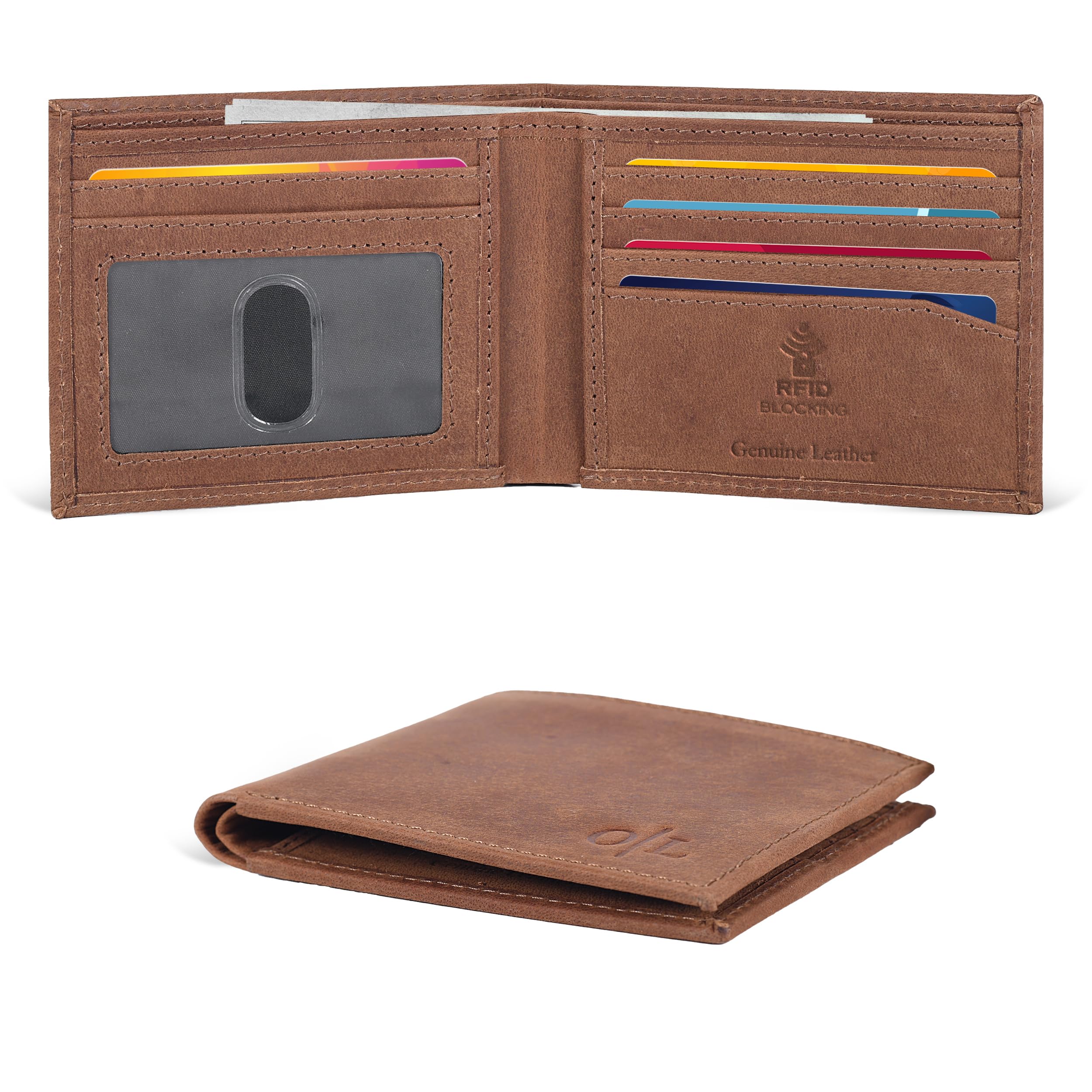 Photo 1 of Slim Leather Wallet for Men - RFID Wallets 6 Credit Card Holder Ultra Thin Gift for Mens, Front Pocket Minimalist Design (Light Brown Hunter)