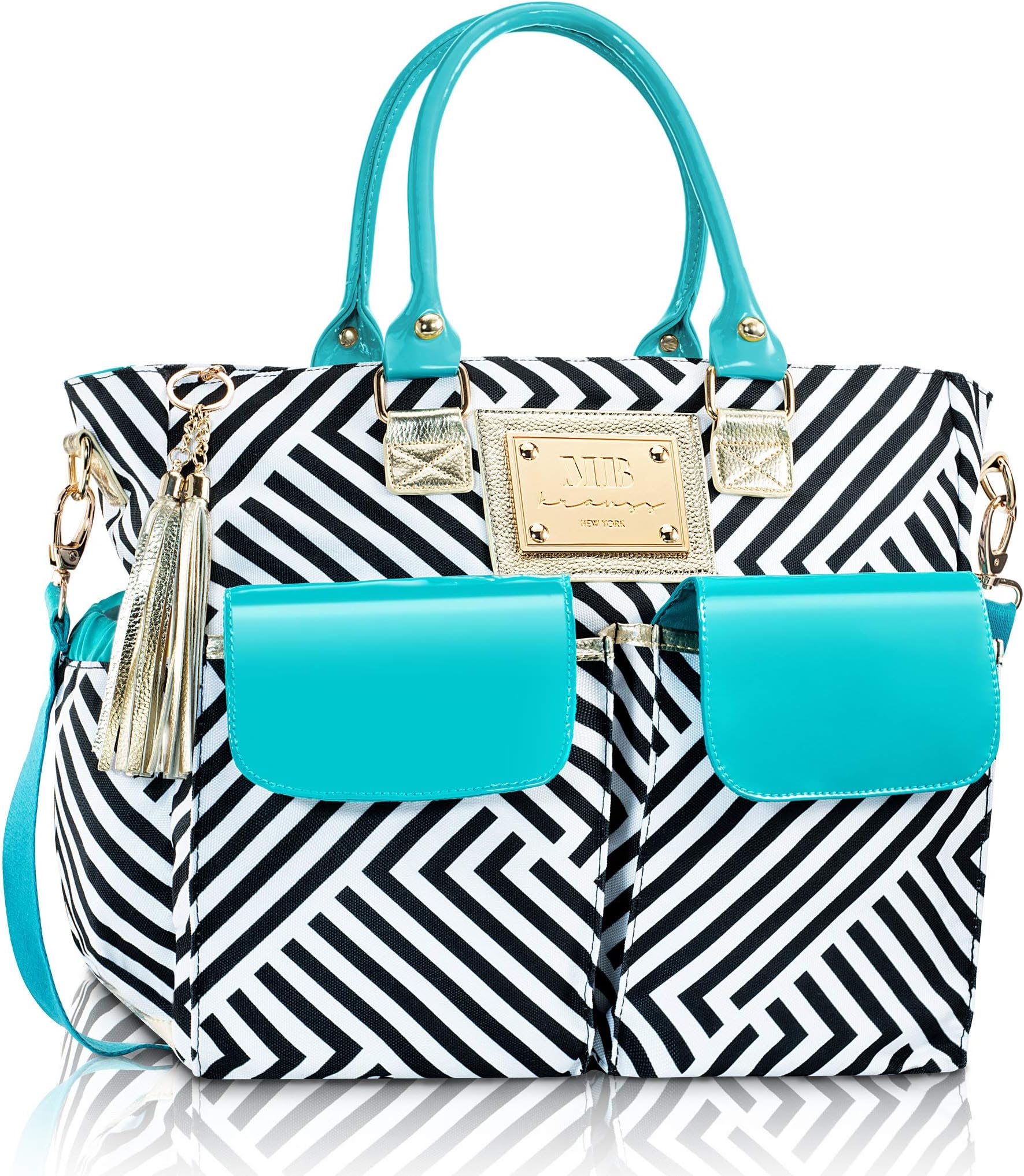 Fashion Chevron Diaper Bag Large Tote with Changing Pad with Stroller Straps