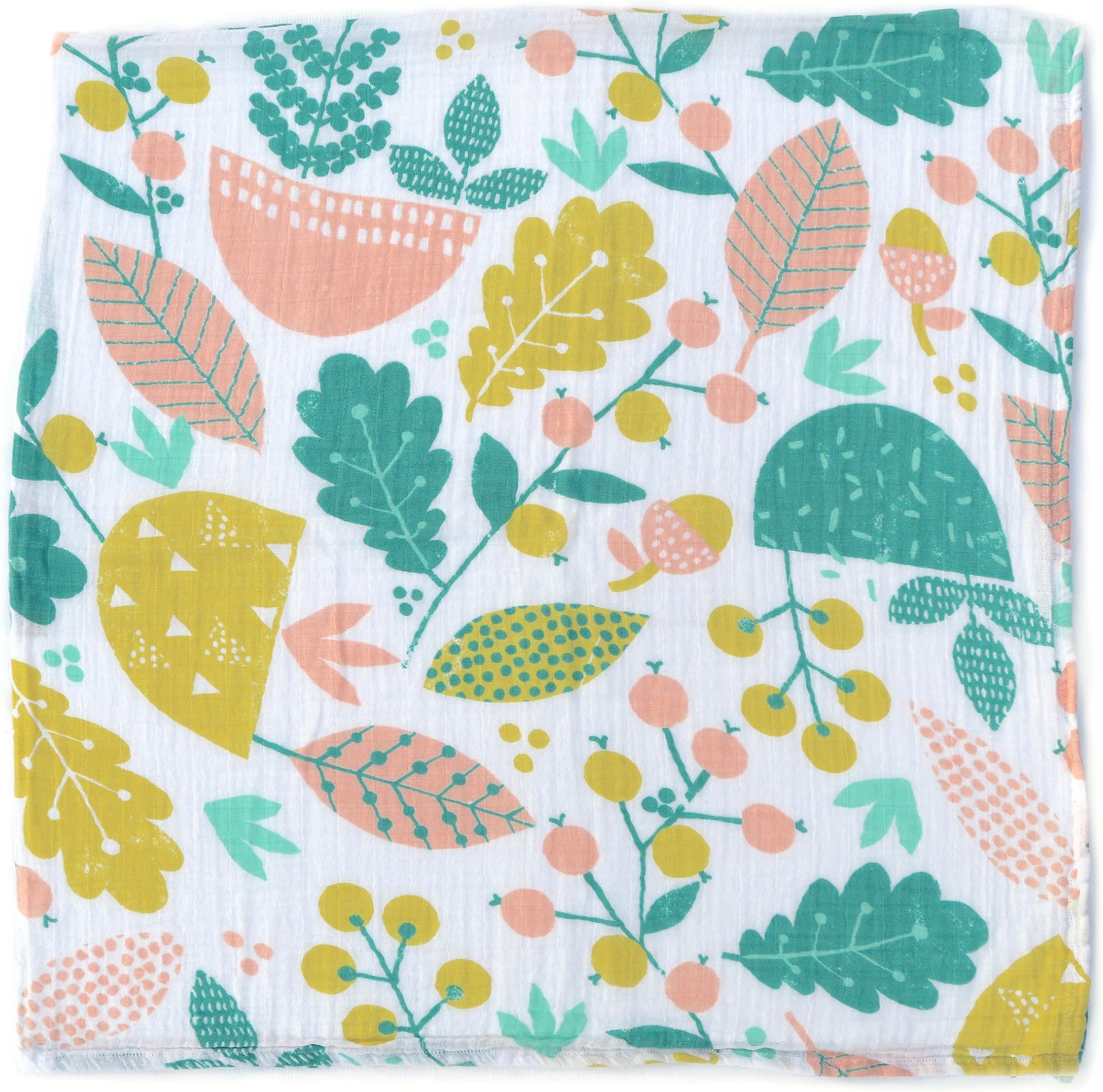 Muslin Swaddle Blanket - 100% Organic Cotton - Creative Babies Nest Designer Print - 47 x 47 inch Baby Girl or Baby Boy Swaddle Blanket or Nursing Cover w/Reusable Muslin Bag Gift Set