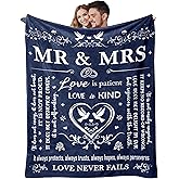 Basiole Wedding Gifts for Couples 2025, Bridal Shower Gifts for Bride to Be, Anniversary/Wedding Registry/Marriage Gifts for Newlyweds Couple Bride Groom Husband Wife, Mr and Mrs Blanket 50"X60"