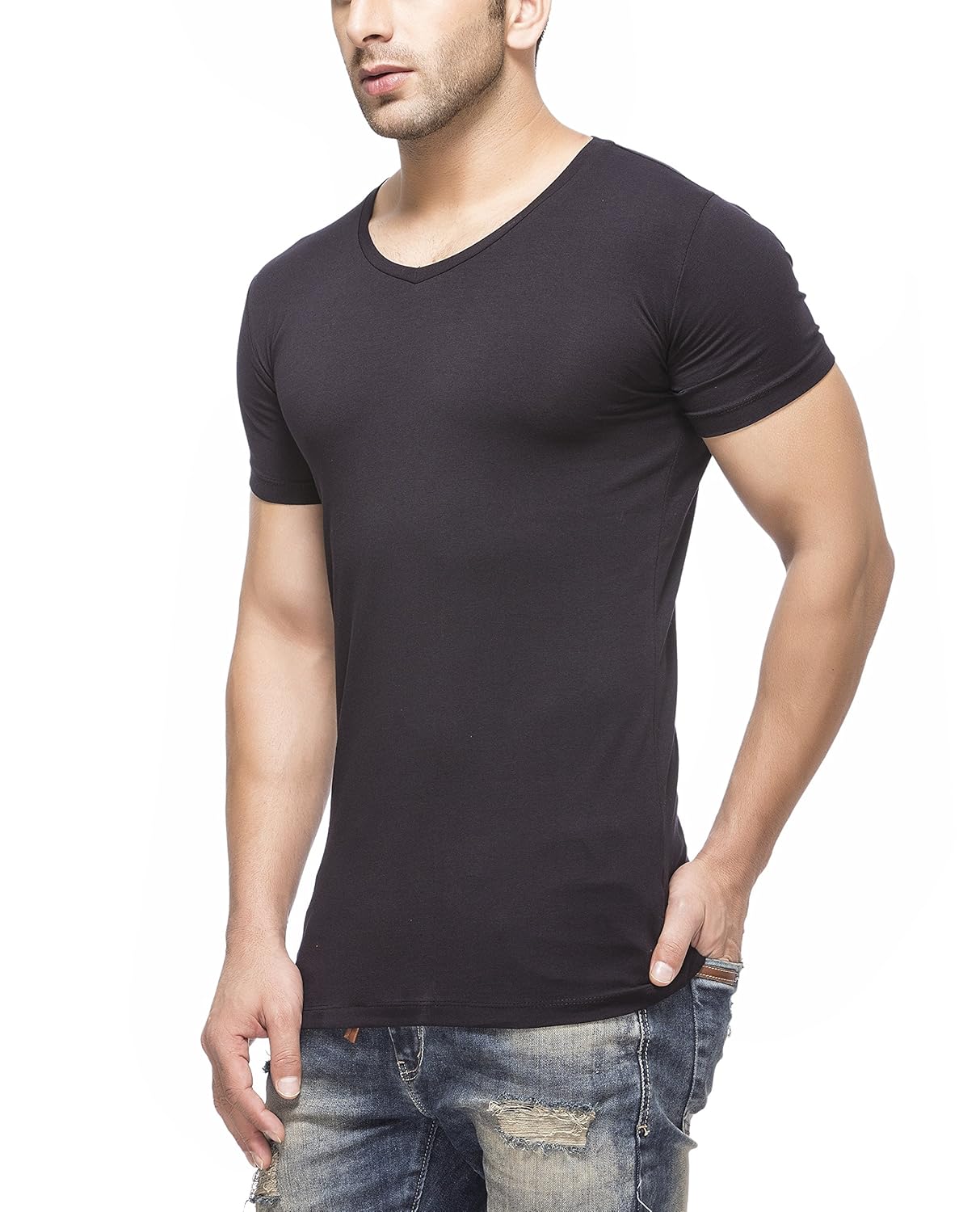 tinted men's cotton lycra t-shirt(tj101crh-black-m-$p)