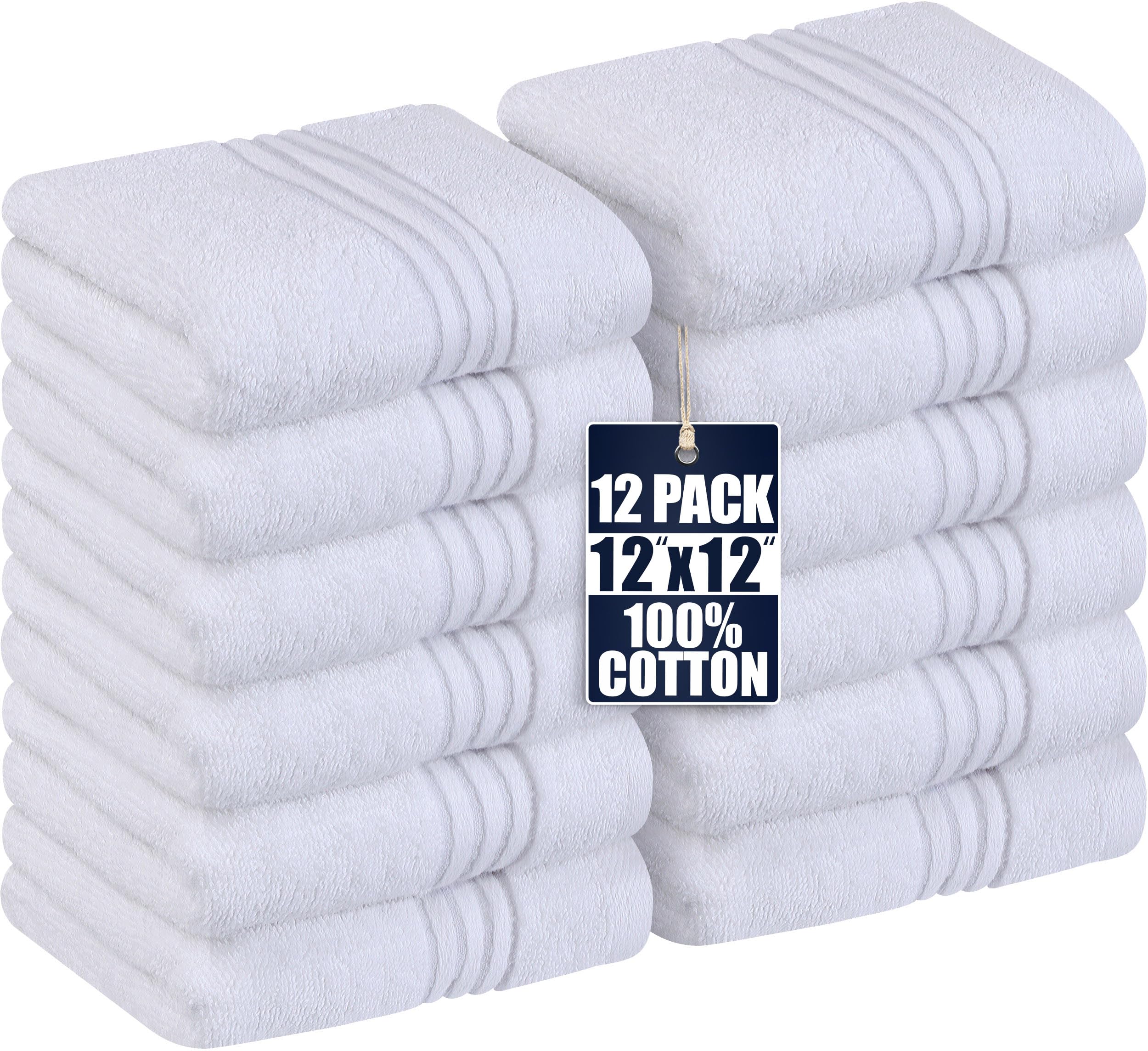 Utopia Towels - 12 Pack Luxury Wash Cloths Set (30 x 30 CM) 100% Cotton Ring Spun, Highly Absorbent and Soft Feel Washcloths for Bathroom, Spa, Gym, and Face Towel (White)