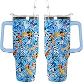Mindunm 40 oz Dog Themed Tumbler with Handle and Straw Lid Gifts for Dog Lovers Double Insulated Cup Travel Coffee Mug