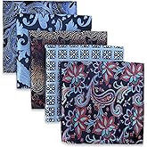 SHLAX&WING 5 Pieces Assorted Mens Silk Pocket Square Set Handkerchiefs