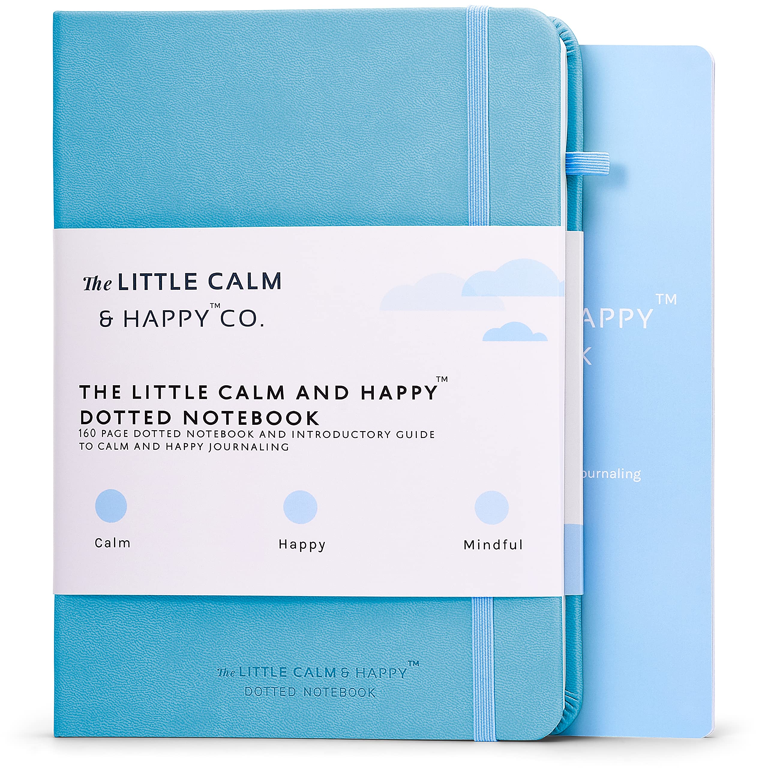 The Little Calm and Happy Dotted Notebook – 160 Page Hardcover Vegan Friendly Dotted Page Journal with Banded Closure, Bookmark and Introductory Guide for Journaling, Sketching and Organisation (Blue)