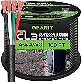 GearIT 14/4 Speaker Wire (100 Feet) 14AWG Gauge, Black 4-Conductors/Outdoor Direct Burial in Ground/in Wall / CL3 CL2 Rated -